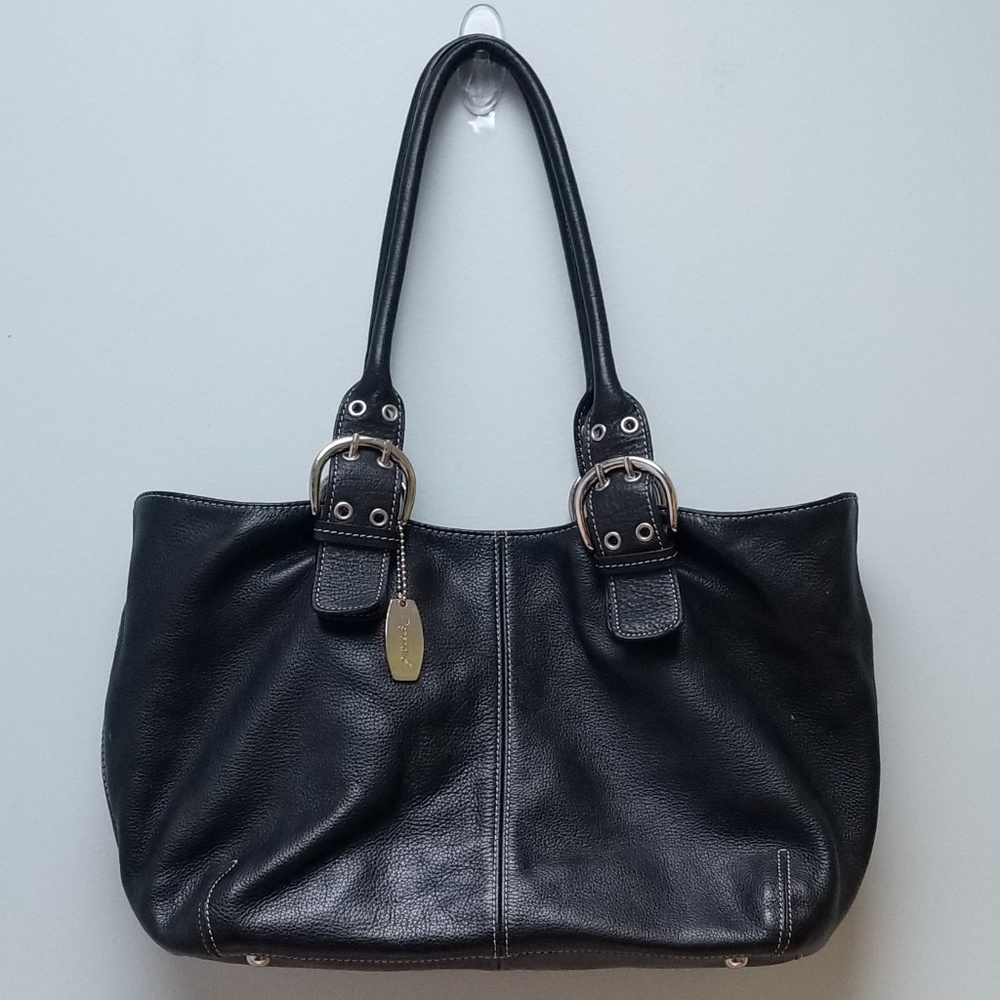 TIGNANELLO | BLACK PEBBLED LEATHER SHOULDER BAG